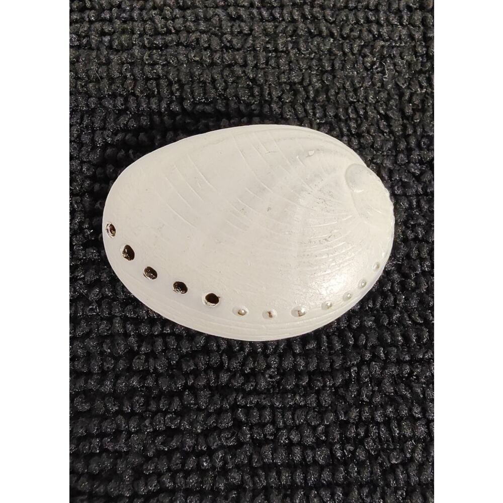 Vintage GARNAY Brooch Pin Seashell Gems Jewelry Silver Tone White Collectable